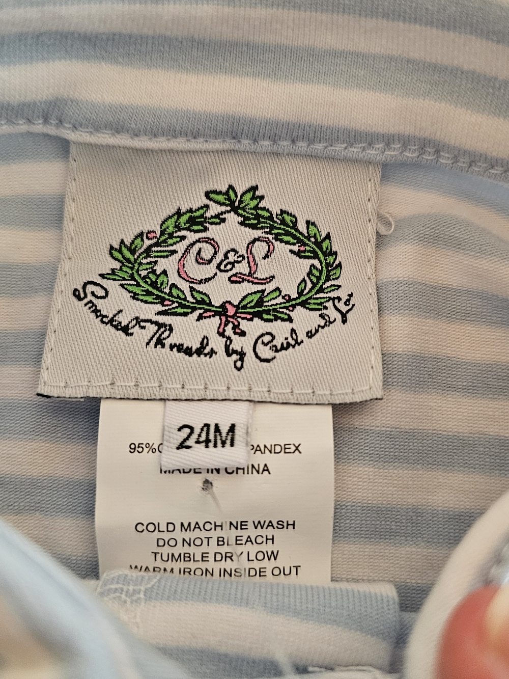 NWT Cecil & Lou Blue Stripe Knit Embroidered Pumpkin Long Sleeve Polo 24M - Picture 4 of 6